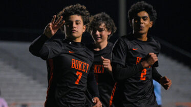 Soccer players celebrate